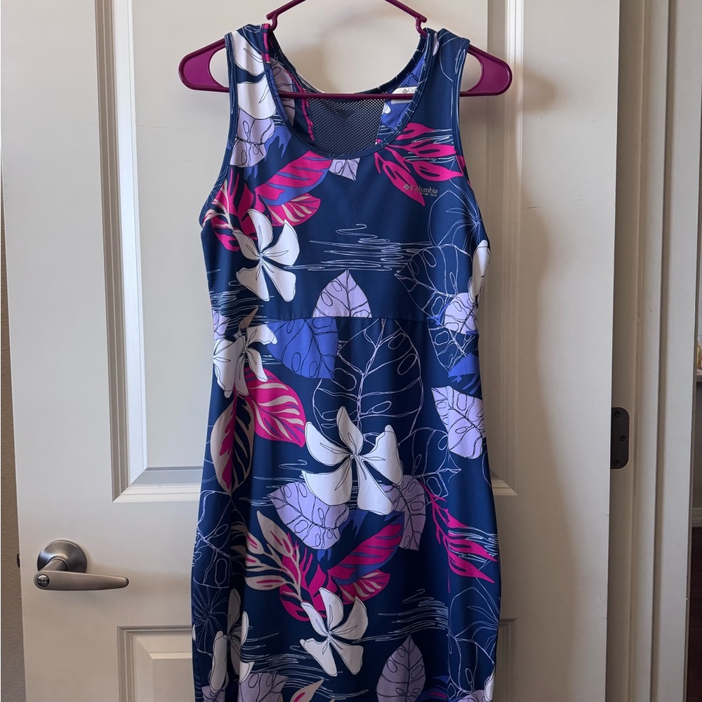 Columbia - Floral Sleeveless Dress in Blue and Pink